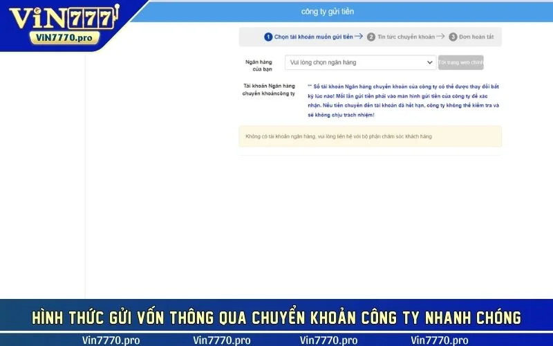 Hình thức gửi vốn thông qua chuyển khoản công ty nhanh chóng