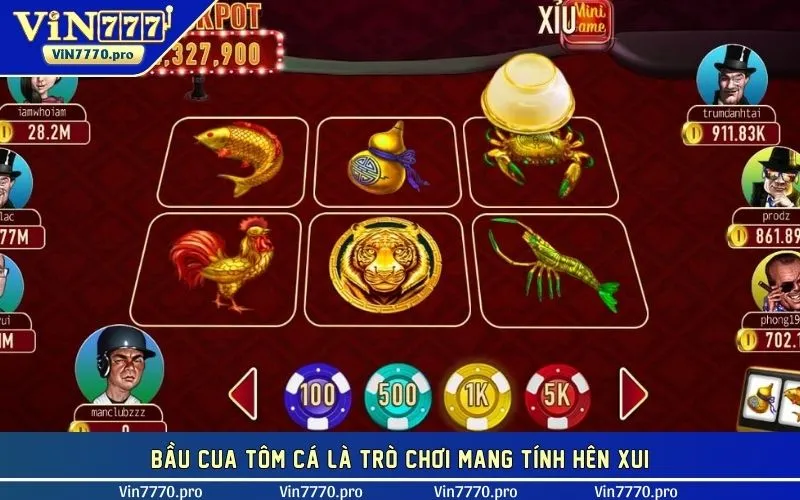 Bầu cua tôm cá là trò chơi mang tính hên xui