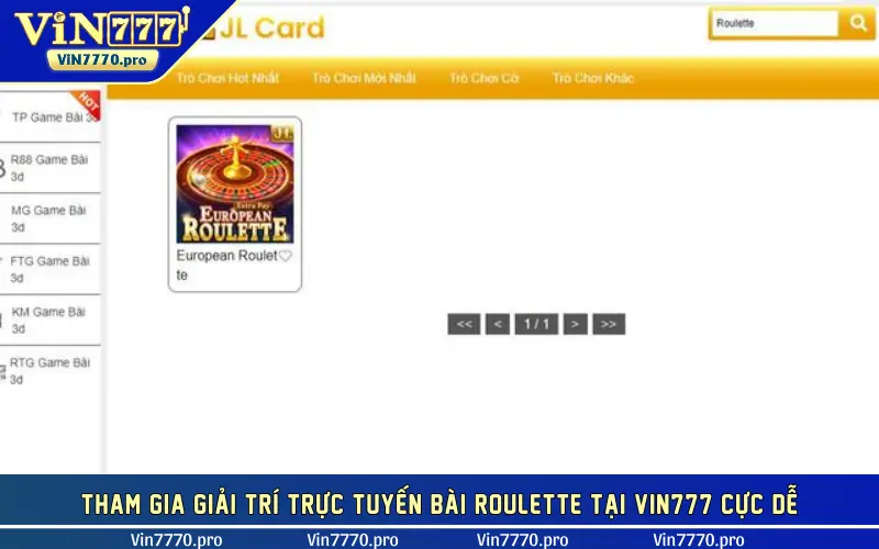 Tham gia giải trí trực tuyến bài Roulette tại VIN777 cực dễ