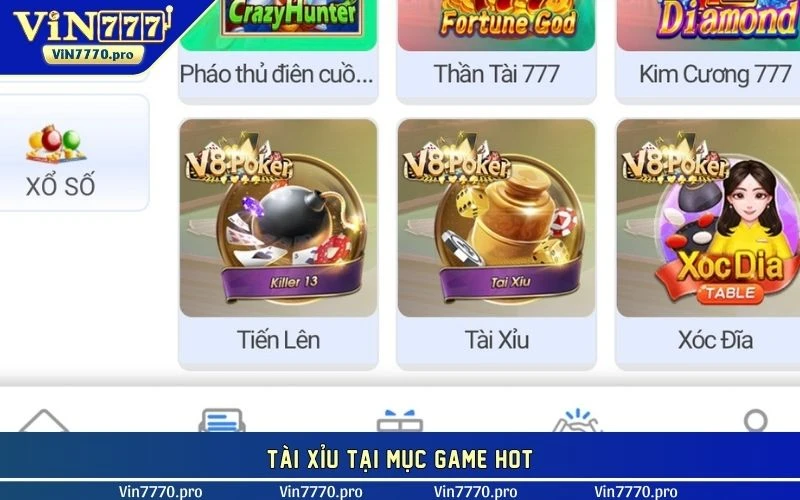 Tài xỉu tại mục game hot